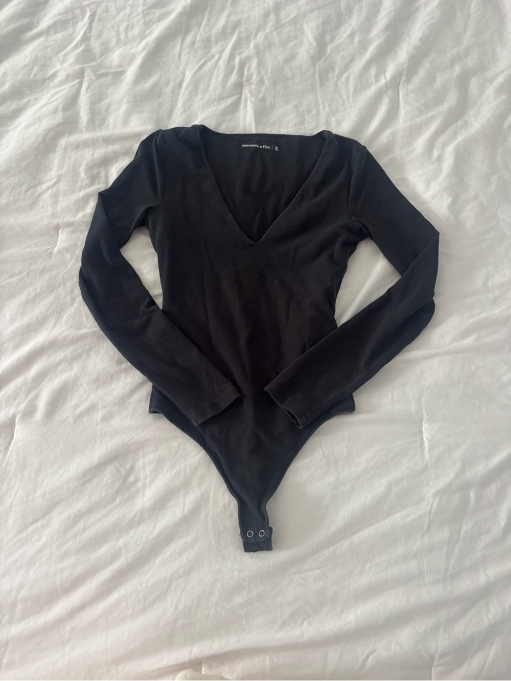 Abercrombie & Fitch Black V-Neck Long Sleeve Bodysuit